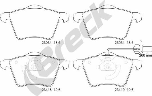 Breck 23418 00 703 10 - Тормозные колодки, дисковые, комплект autospares.lv