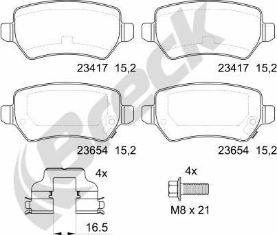 Breck 23417 00 704 10 - Тормозные колодки, дисковые, комплект autospares.lv