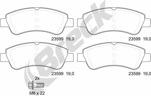 Breck 23599 00 701 00 - Тормозные колодки, дисковые, комплект autospares.lv