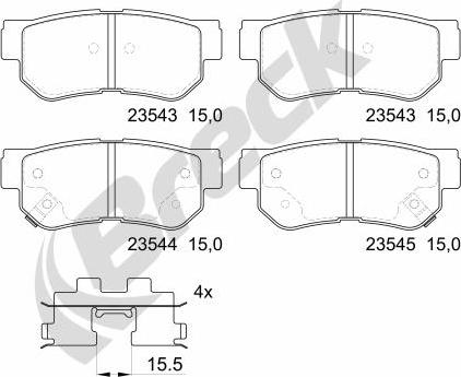 Breck 23543 00 704 10 - Тормозные колодки, дисковые, комплект autospares.lv