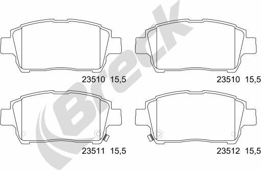 Breck 23510 00 702 10 - Тормозные колодки, дисковые, комплект autospares.lv