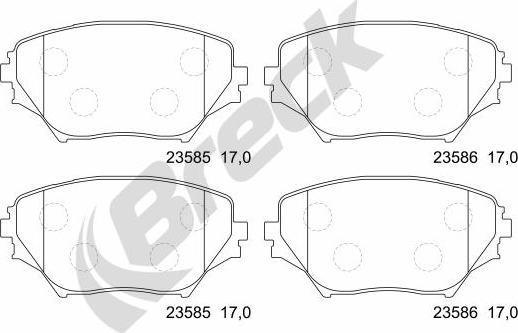 Breck 23585 00 701 00 - Тормозные колодки, дисковые, комплект autospares.lv