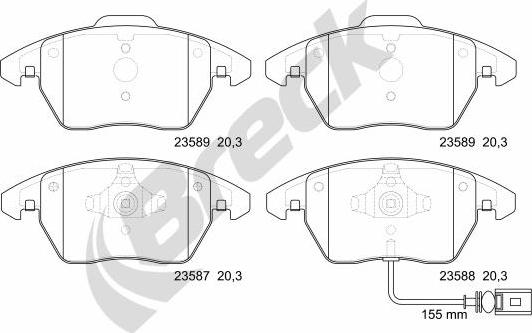 Breck 23587 00 701 10 - Тормозные колодки, дисковые, комплект autospares.lv