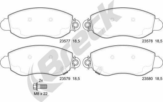 Breck 23577 00 703 10 - Тормозные колодки, дисковые, комплект autospares.lv