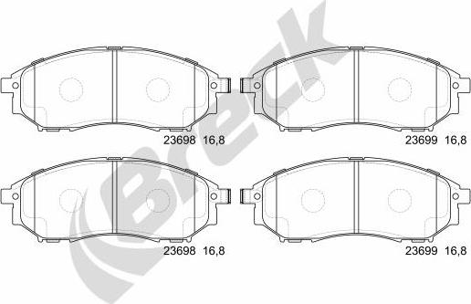 Breck 23698 00 701 00 - Тормозные колодки, дисковые, комплект autospares.lv