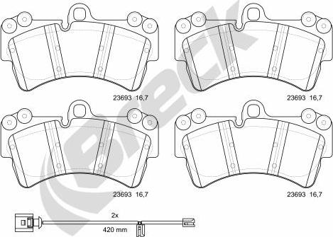 Breck 23693 00 553 00 - Тормозные колодки, дисковые, комплект autospares.lv