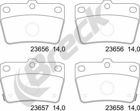 Breck 23656 00 702 10 - Тормозные колодки, дисковые, комплект autospares.lv