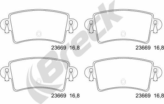 Breck 23669 00 703 10 - Тормозные колодки, дисковые, комплект autospares.lv