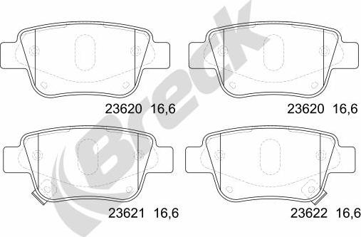 Breck 23620 00 702 10 - Тормозные колодки, дисковые, комплект autospares.lv