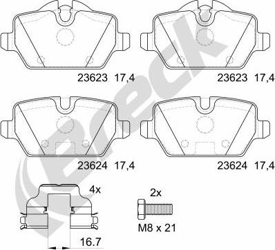 Breck 23623 00 704 00 - Тормозные колодки, дисковые, комплект autospares.lv