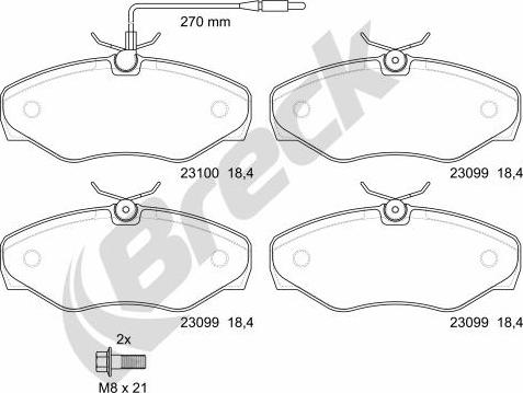 Breck 23099 00 703 10 - Тормозные колодки, дисковые, комплект autospares.lv