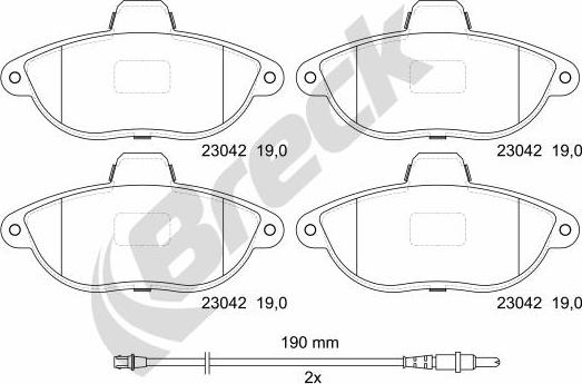 Breck 23042 00 701 10 - Тормозные колодки, дисковые, комплект autospares.lv