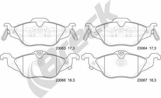 Breck 23063 00 702 10 - Тормозные колодки, дисковые, комплект autospares.lv