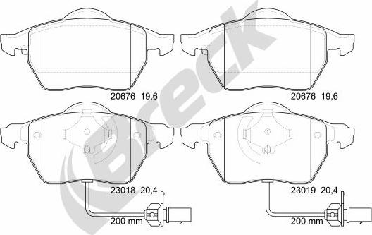 Breck 23018 00 701 10 - Тормозные колодки, дисковые, комплект autospares.lv