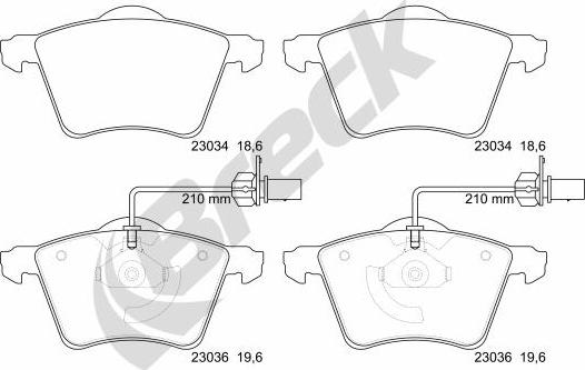 Breck 23034 00 703 10 - Тормозные колодки, дисковые, комплект autospares.lv