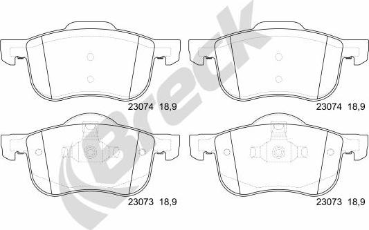 Breck 23073 00 703 00 - Тормозные колодки, дисковые, комплект autospares.lv