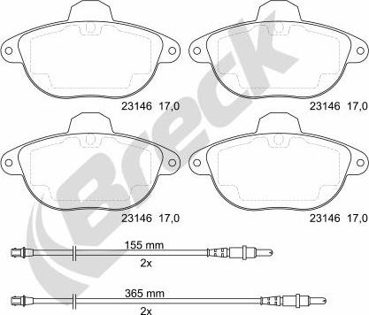 Breck 23146 00 501 10 - Тормозные колодки, дисковые, комплект autospares.lv