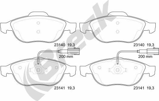 Breck 23140 00 701 10 - Тормозные колодки, дисковые, комплект autospares.lv