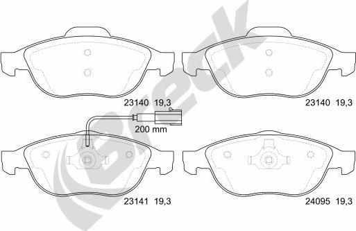 Breck 23141 00 701 10 - Тормозные колодки, дисковые, комплект autospares.lv