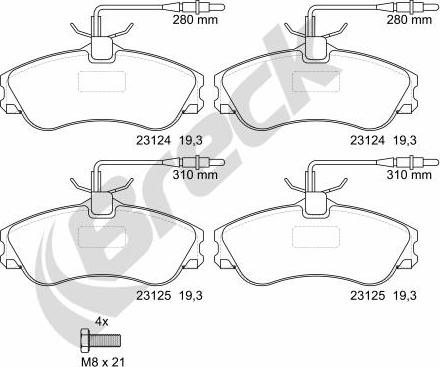 Breck 23124 00 701 10 - Тормозные колодки, дисковые, комплект autospares.lv