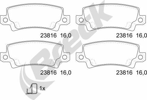 Breck 23816 00 704 10 - Тормозные колодки, дисковые, комплект autospares.lv