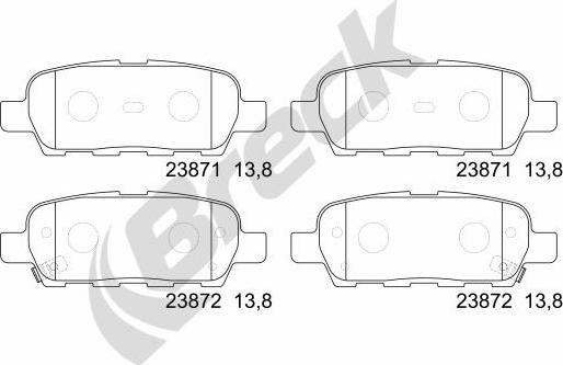 Breck 23871 00 702 10 - Тормозные колодки, дисковые, комплект autospares.lv