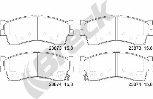 Breck 23873 00 501 10 - Тормозные колодки, дисковые, комплект autospares.lv