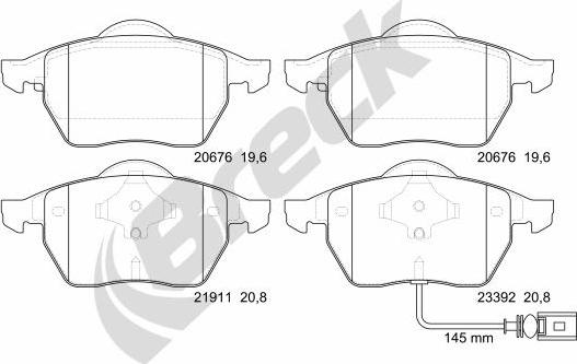 Breck 23392 00 701 10 - Тормозные колодки, дисковые, комплект autospares.lv