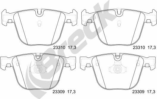 Breck 23309 00 702 10 - Тормозные колодки, дисковые, комплект autospares.lv