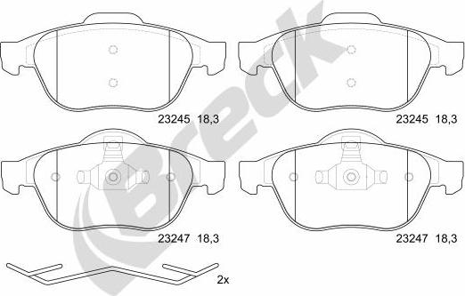 Breck 23245 00 701 00 - Тормозные колодки, дисковые, комплект autospares.lv