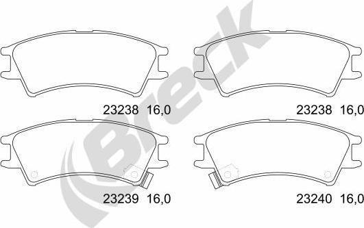 Breck 23238 00 702 10 - Тормозные колодки, дисковые, комплект autospares.lv