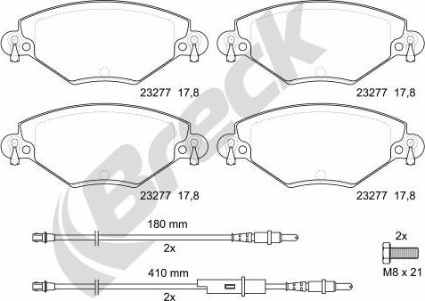 Breck 23277 00 701 10 - Тормозные колодки, дисковые, комплект autospares.lv