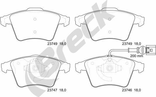 Breck 23746 00 703 10 - Тормозные колодки, дисковые, комплект autospares.lv