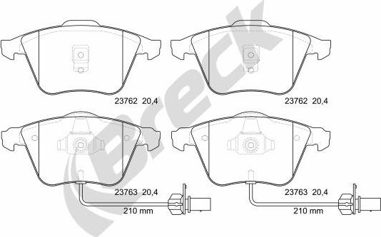 Breck 23762 00 701 10 - Тормозные колодки, дисковые, комплект autospares.lv