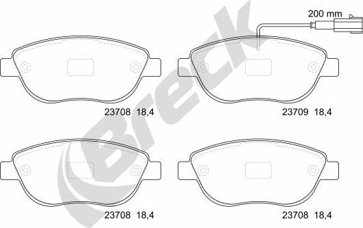 Breck 23708 00 701 10 - Тормозные колодки, дисковые, комплект autospares.lv