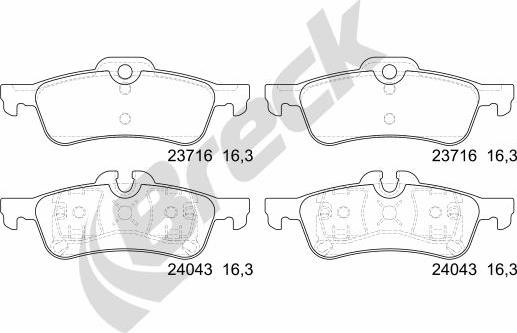 Breck 23716 00 704 00 - Тормозные колодки, дисковые, комплект autospares.lv