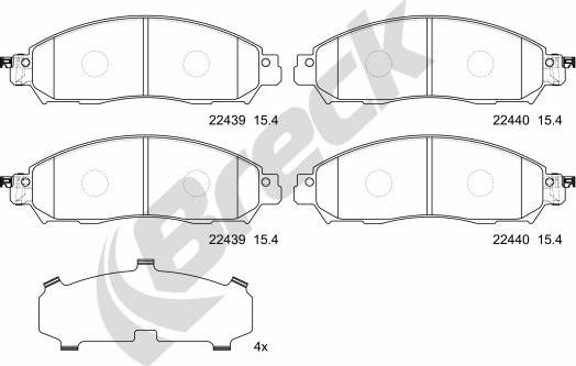 Breck 22439 00 651 00 - Тормозные колодки, дисковые, комплект autospares.lv