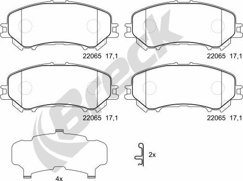 Breck 22065 00 701 00 - Тормозные колодки, дисковые, комплект autospares.lv