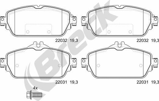 Breck 22031 00 701 10 - Тормозные колодки, дисковые, комплект autospares.lv