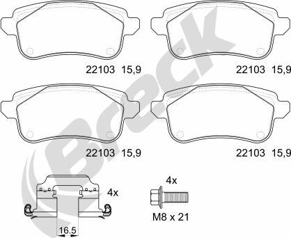 Breck 22103 00 704 00 - Тормозные колодки, дисковые, комплект autospares.lv