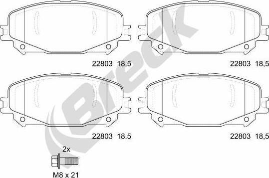 Breck 22803 00 701 00 - Тормозные колодки, дисковые, комплект autospares.lv