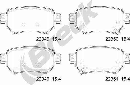 Breck 22349 00 704 00 - Тормозные колодки, дисковые, комплект autospares.lv