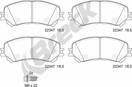 Breck 22347 00 701 00 - Тормозные колодки, дисковые, комплект autospares.lv