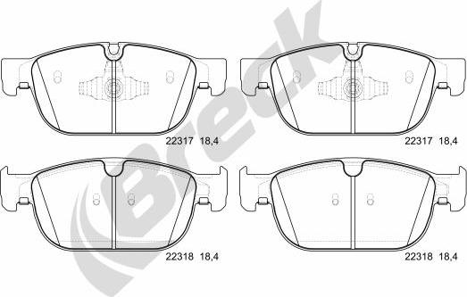 Breck 22317 00 553 00 - Тормозные колодки, дисковые, комплект autospares.lv