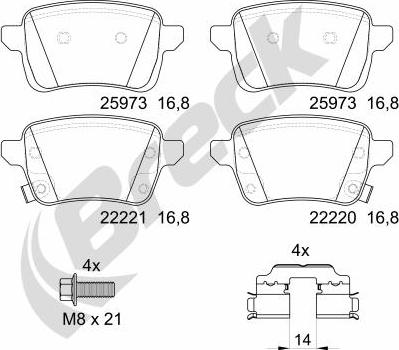 Breck 22220 00 704 00 - Тормозные колодки, дисковые, комплект autospares.lv