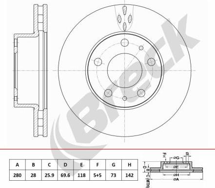 Breck BR 452 VA100 - Тормозной диск autospares.lv