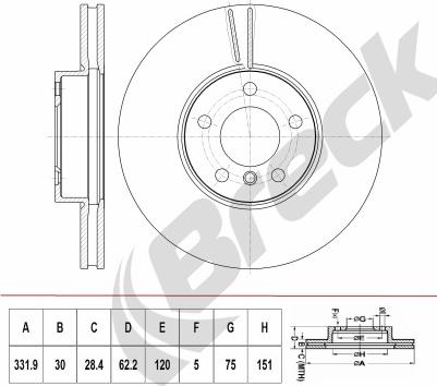 Breck BR 411 VH100 - Тормозной диск autospares.lv