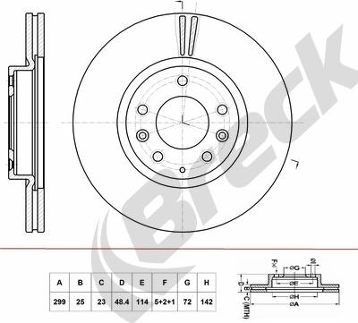 Breck BR 434 VA100 - Тормозной диск autospares.lv