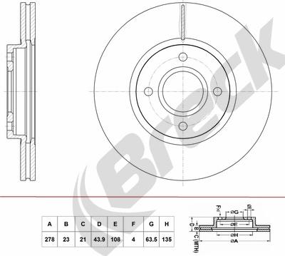 Breck BR 430 VA100 - Тормозной диск autospares.lv