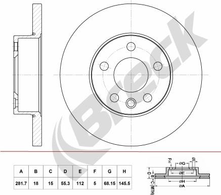 Breck BR 055 SA100 - Тормозной диск autospares.lv